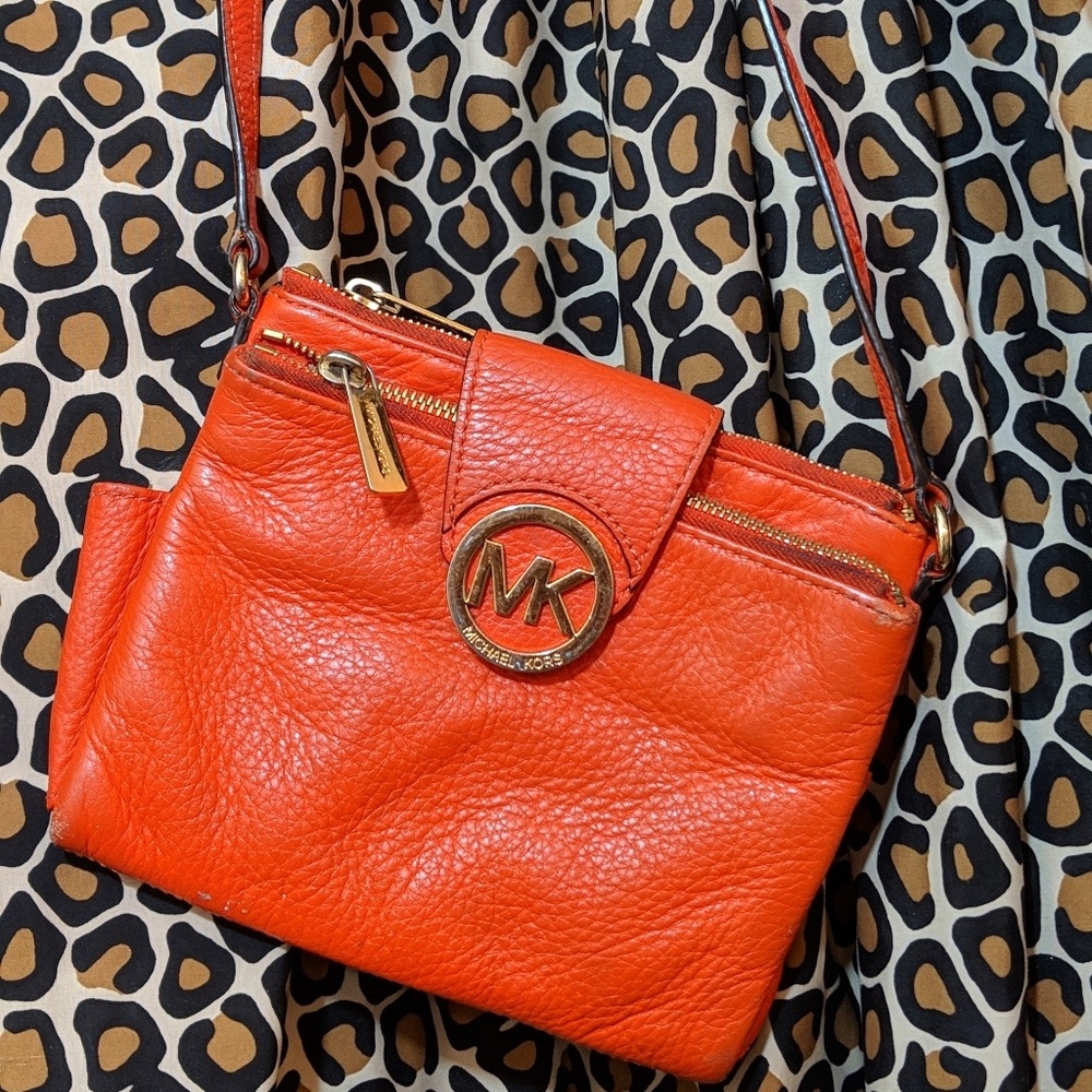 Orange Michael Kors Cross Body Messenger Bag
